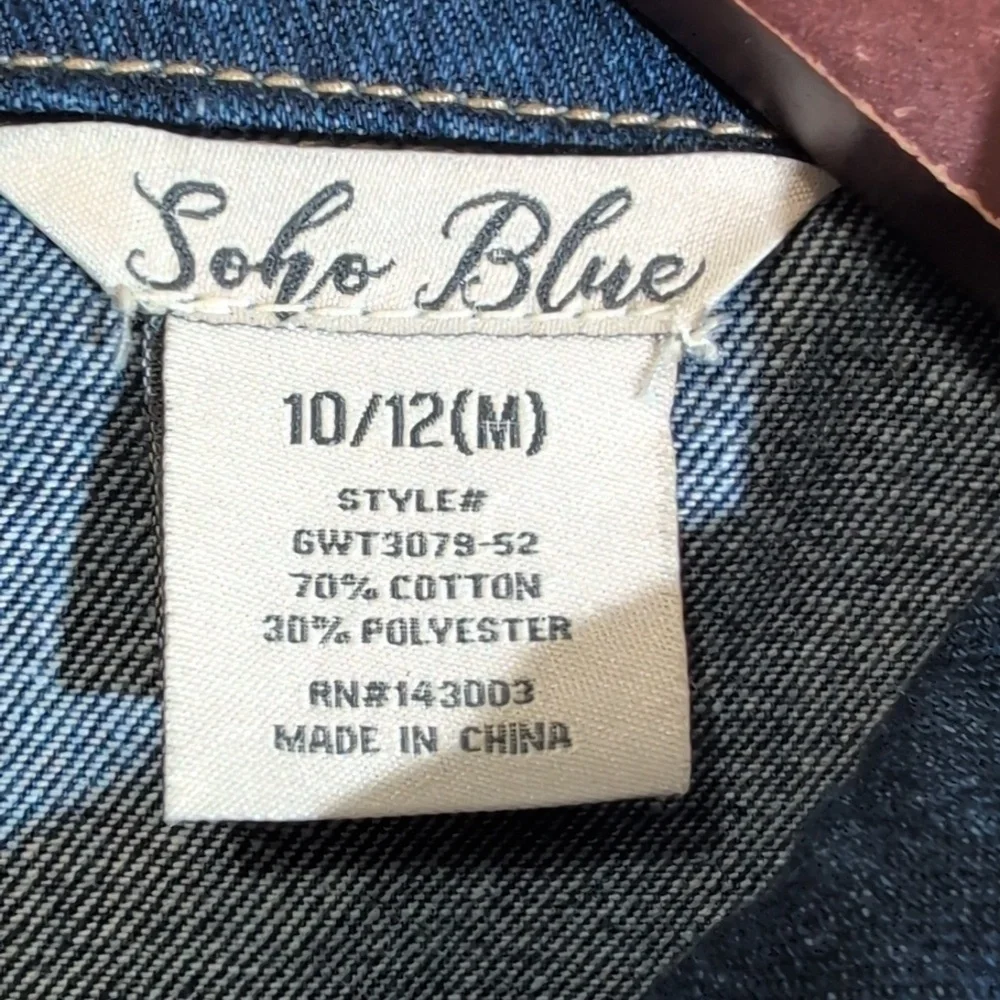 Soho Blue Kids Size Medium 10/12 Blue Denim Western Jean Jacket Full Button Down
